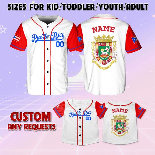 Discover Personalized Puerto Rico Baseball Jersey, Custom Puerto Rico Baseball Jersey, Puerto Rico Baseball Shirt, Custom Name Puerto Rico Jersey