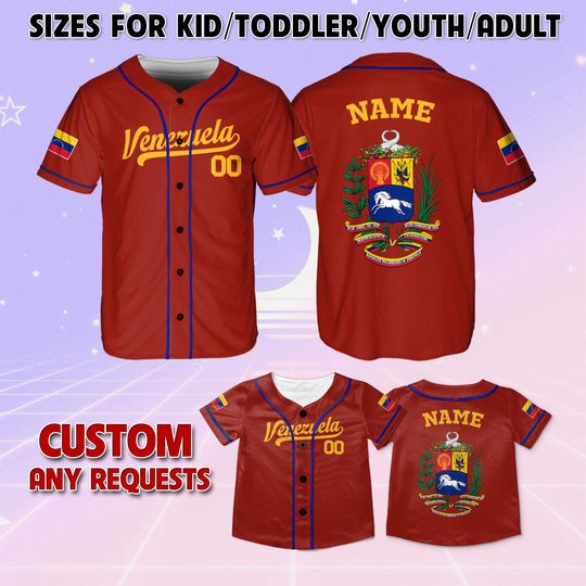 Discover Personalized Venezuela Baseball Jersey, Custom Name And Number Venezuela Jersey, Venezuela Kids Baseball Jersey, Venezuela Lover Jersey