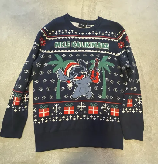 Discover Lilo & Stitch Disney Christmas Ugly Sweater Size XL Mele Kalikimaka