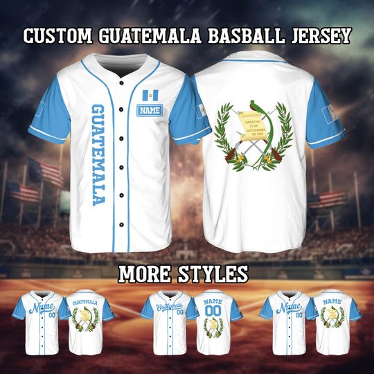 Discover Personalized Name And Number Guatemala Baseball Jersey, Personalized Guatemala Sports Team Jersey, Custom Family Matching Baseball Jersey