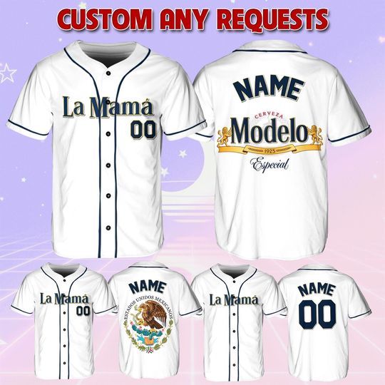 Discover Custom La Mama Baseball Jersey, Custom La Mama Mexico Beer Jersey, Mexican Mother Day Jersey, Custom Mother Mexico Coat Arms Jersey