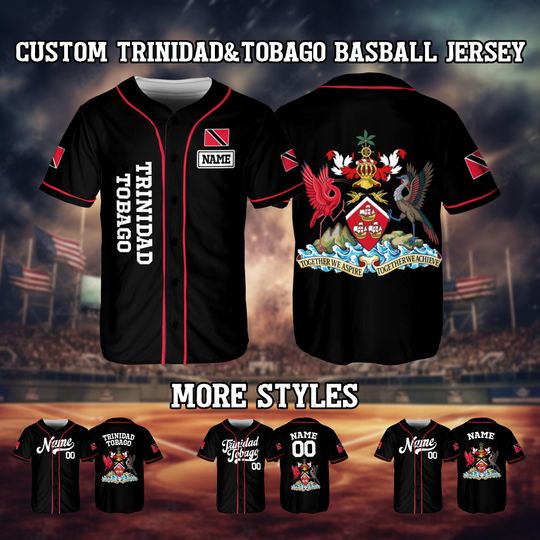 Discover Personalized Name And Number Trinidad And Tobago Baseball Jersey, Personalized Sports Team Jersey, Custom Family Matching Baseball Jersey