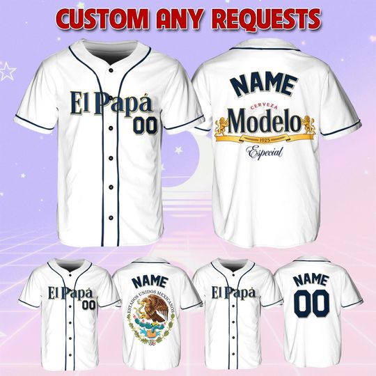 Discover Custom El Papa Baseball Jersey, Custom El Papa Mexico Beer Jersey, Mexican Father Day Jersey, Custom Father Mexico Coat Arms Jersey