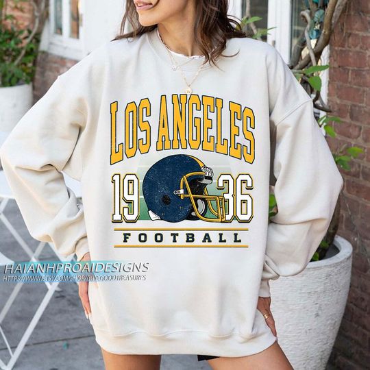 Discover Los Angeles Football Vintage 1936 Sweatshirt, Retro Navy Helmet Crewneck, Classic Los Angeles Fan Shirt, Old School Game Day Gift