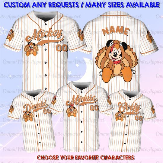 Discover Mickey And Friends Thanksgiving Turkey Jersey, Mickey Mouse Turkey Shirt, Mickey And Friends Thankful Shirt, Happy Thanksgiving Jersey Shirt