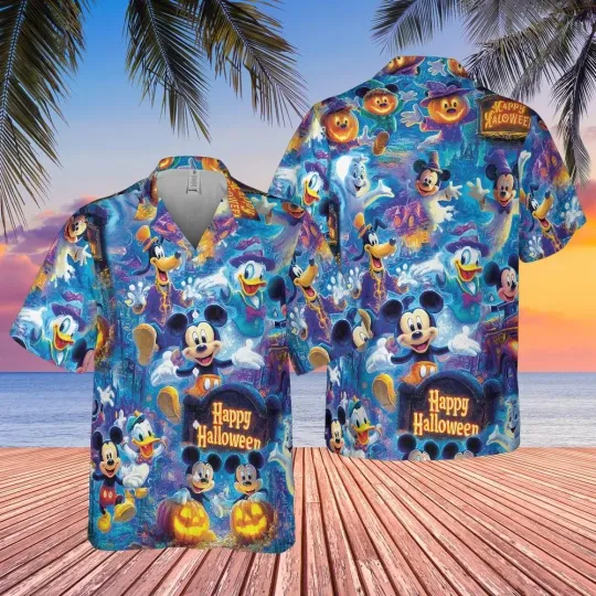 Discover Disneyland Mickey & Friends Halloween Shirt, retro hawaiian shirt, Party 2025