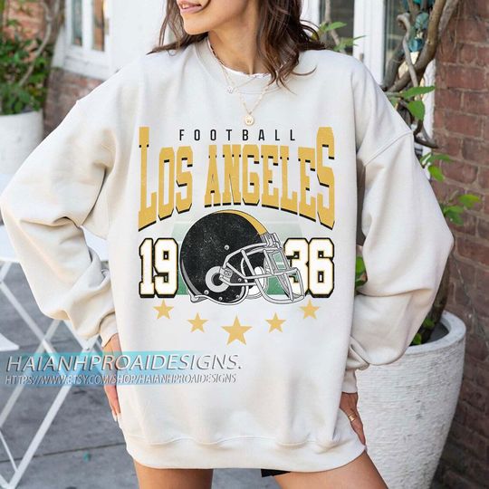 Discover Los Angeles Football Vintage Sweatshirt, Retro Sports Helmet, Game Day Gift