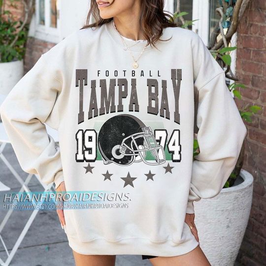 Discover Tampa Bay Football Vintage Sweatshirt, Retro Sports Helmet, Game Day Gift