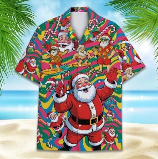 Funny Christmas in July Hawaiian Shirt for Men, Women, Youth, Trippy Design