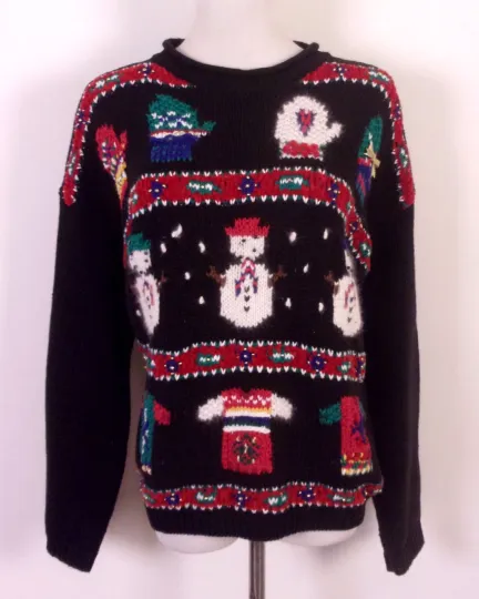 Discover vintage 80s 90s Karen Scott Classic Chunky Knit Ugly Christmas Sweater Holiday M
