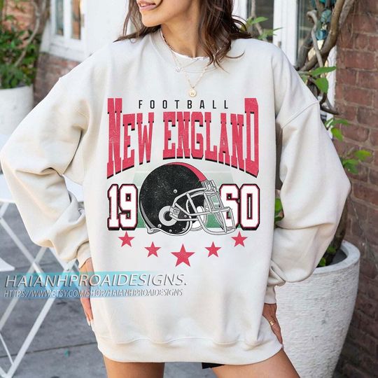 Discover New England Football Vintage Sweatshirt, Retro Sports Helmet, Game Day Gift