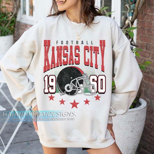 Discover Kansas City Football Vintage Sweatshirt, Retro Sports Helmet, Game Day Gift