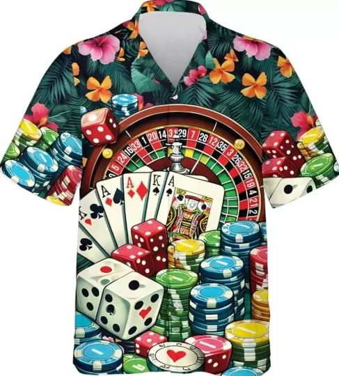 Discover Casino Men's Hawaiian Shirt - Tropical Floral Hawaiian Shirt for Men