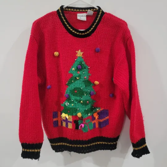 Vintage Far And Near Womens Sweater Size Large Ugly Christmas Tree Beaded
