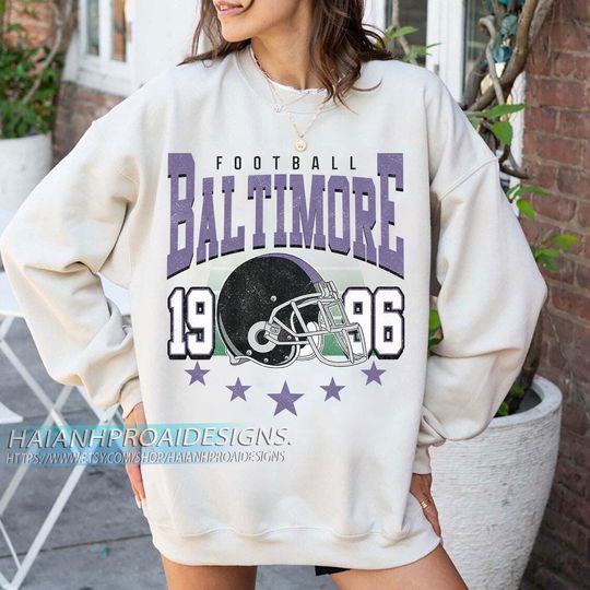 Discover Baltimore Football Vintage Sweatshirt, Retro Sports Helmet, Game Day Gift