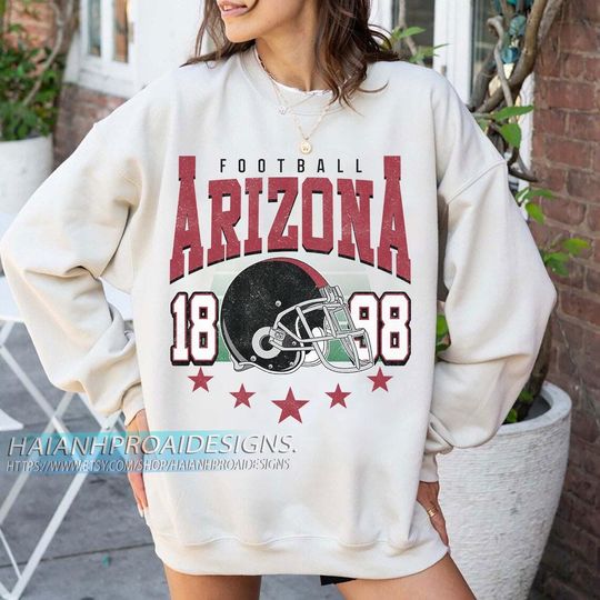 Discover Arizonna Football Vintage Sweatshirt, Retro Sports Helmet, Game Day Gift