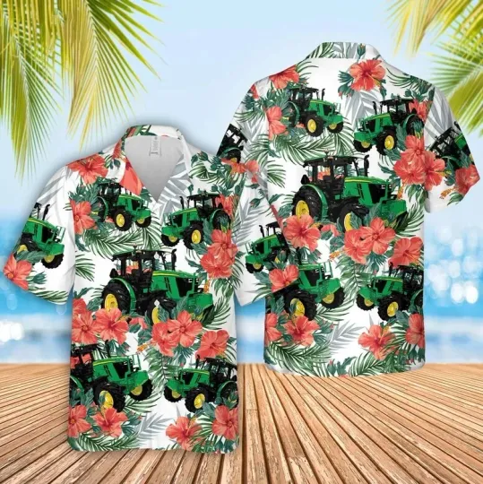 Discover Unijames Tractor Hawaiian Flowers Hawaiian Shirt