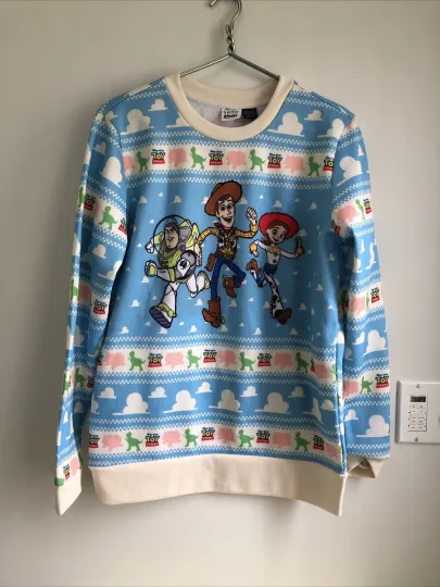 Toy Story Light Blue Ugly Christmas Sweater for Adults Size Large