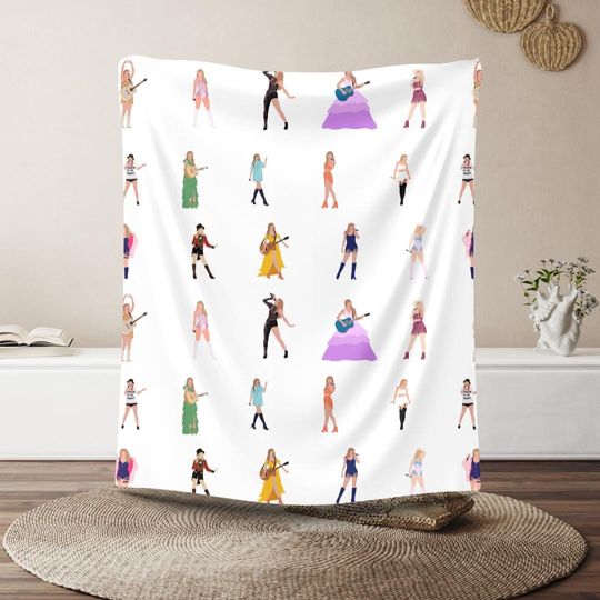 Bright Eras Tour Plush Blanket, Concert Print Cozy Fleece, Music Merch Inspired Throw, Holiday Gift Idea, Soft Lounge Present for Her