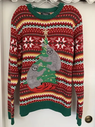 33 Degrees Sloth Ugly Christmas Sweater Women’s Size XL Tis The Season Holidays