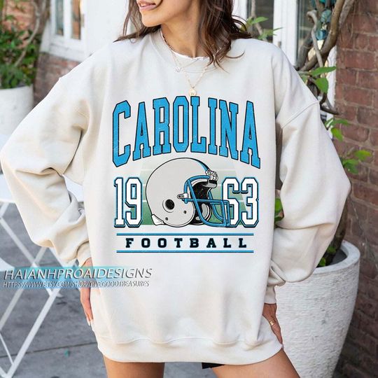 Discover Carolina Football Vintage 1963 Sweatshirt, Retro White Helmet Crewneck, Classic Carolina Fan Shirt, Old School Game Day Gift