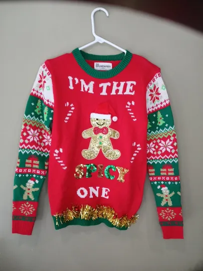 No Boundaries XXSmall Knit Ugly CHRISTMAS Sweater Bells Spicy One