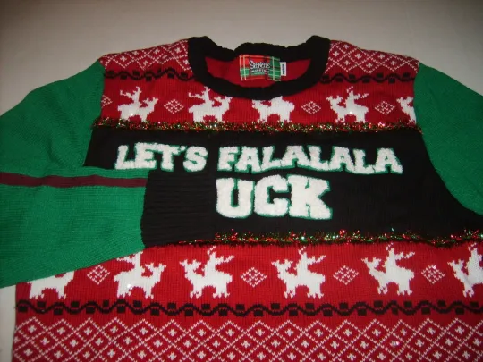 Light Up LETS FALALALA F#C#" Ugly Funny Christmas Sweater NEW ADULT SMALL (SM)