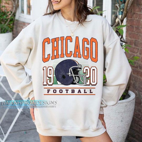 Chicago Football Vintage Sweatshirt, Football Fan Sweatshirt, Old School Game Day Gift
