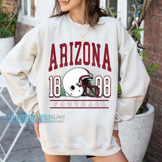 Discover Arizonna Football Vintage 1988 Sweatshirt, Retro Helmet Graphic Crewneck, Classic Arizonna Fan Shirt, Old School Game Day Gift