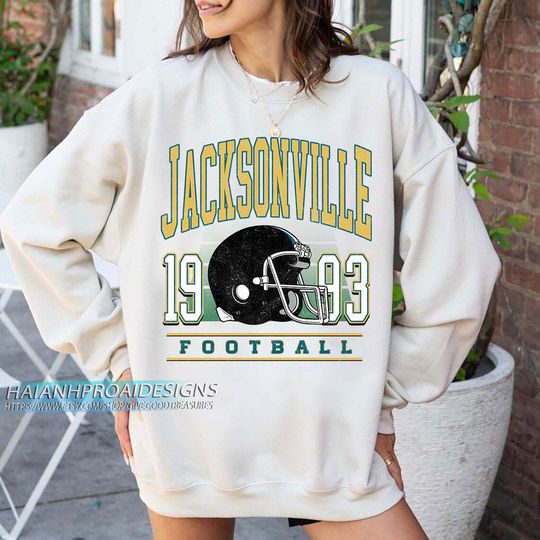 Discover Jacksonville Football Vintage 1993 Sweatshirt, Retro Black Helmet Crewneck, Classic Jacksonville Fan Shirt, Old School Game Day Gift
