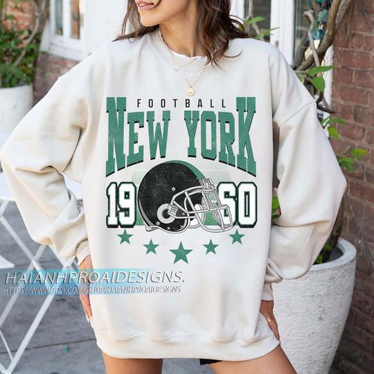 Discover New York Football 1960 Vintage Sweatshirt, Retro Sports Helmet Crewneck, Classic State Pride Fan Sweater, Game Day Gift Shirt