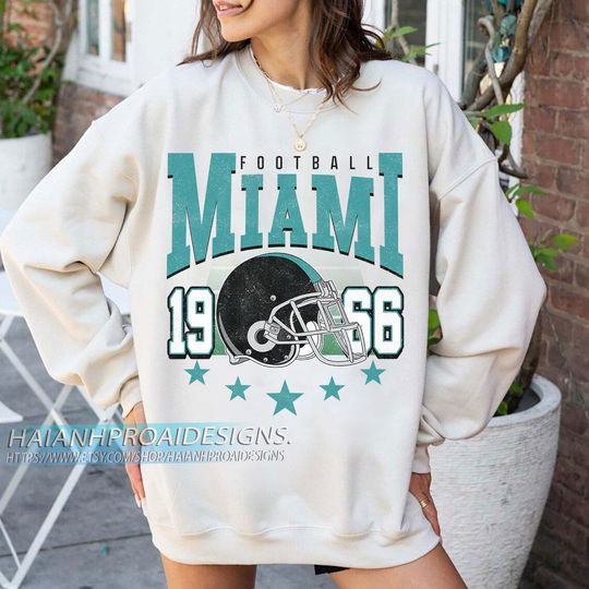 Discover Miami Football 1966 Vintage Sweatshirt, Retro Sports Helmet Crewneck, Classic State Pride Fan Sweater, Game Day Gift Shirt