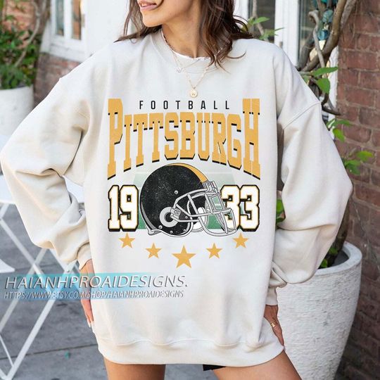 Discover Pittsburgh Football 1933 Vintage Sweatshirt, Retro Sports Helmet Crewneck, Classic State Pride Fan Sweater, Game Day Gift Shirt