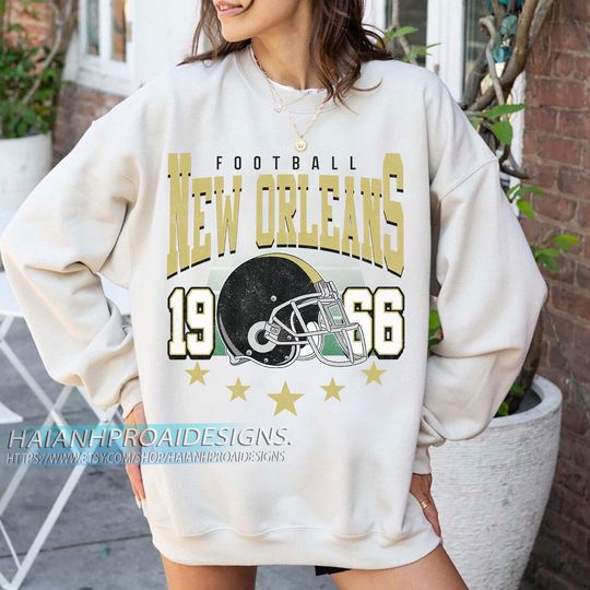 Discover New Orleans Football Vintage Sweatshirt, Football Fan Sweatshirt, Old School Game Day Gift