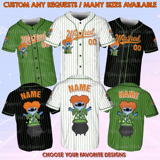 Stitch Halloween Hocus Pocus Baseball Jersey, Stitch Sanderson Sisters Halloween Shirt, Disneyland Halloween Matching Shirt
