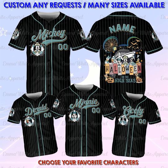 Discover Mickey And Friends Halloween Cruise Jersey, Halloween On The High Seas 2025 Shirt, Disney Mickey And Friends Halloween Jersey