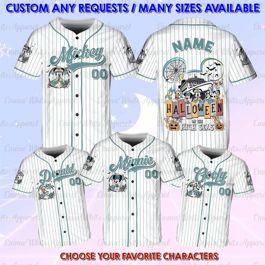 Discover Mickey And Friends Halloween On The High Seas Jersey, Mickey And Friends Halloween Cruise 2025 Shirt, Minnie Mouse Halloween Cruise Shirt