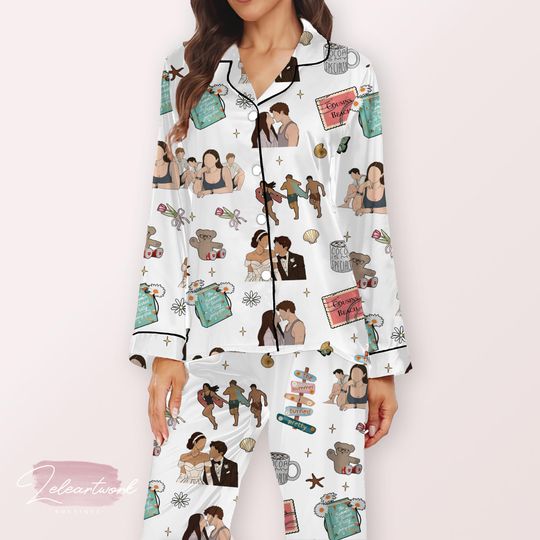 Discover TSITP Pajama Set  The Summer I Turned Pretty Inspired Satin Shorts & Shirt Sleepwear