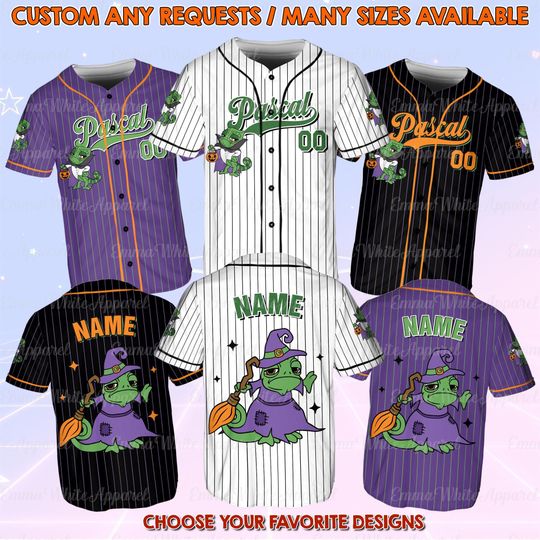 Discover Disney Halloween Pascal Villains Costume Jersey, Disney Pascal Tangled Halloween Jersey, Disney Villains Maleficent Halloween 2025 Shirt