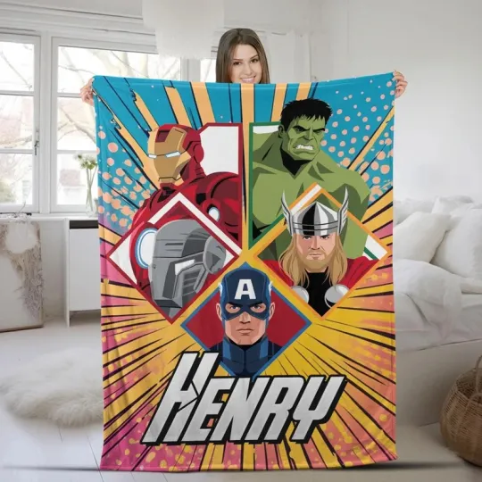 Discover Disney Marvel Avengers Comic Art Customize Fleece Blanket