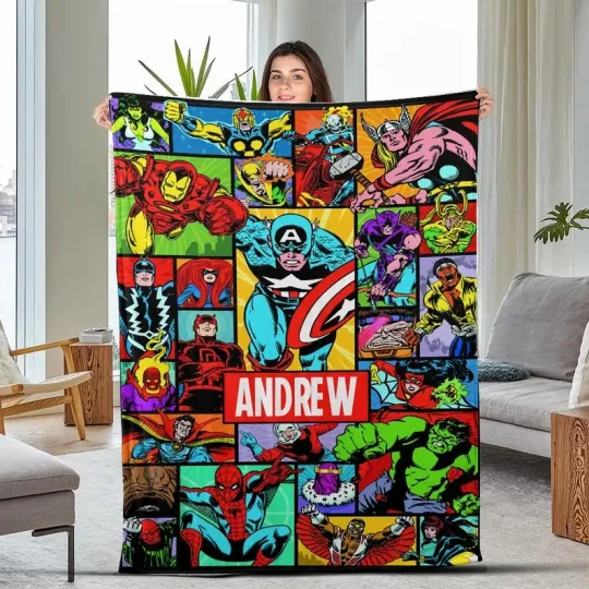 Discover Disney Marvel Avengers Superhero Hulk Captain America Customize Fleece Blanket