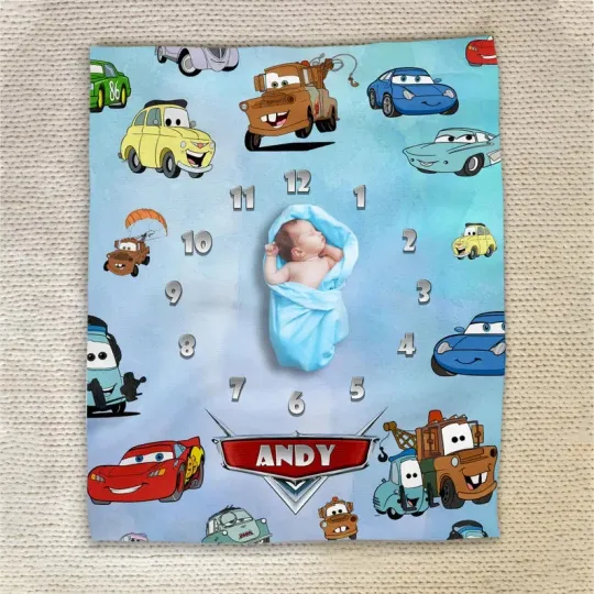 Discover Disney Cars Milestone Watercolor Customize Fleece Blanket