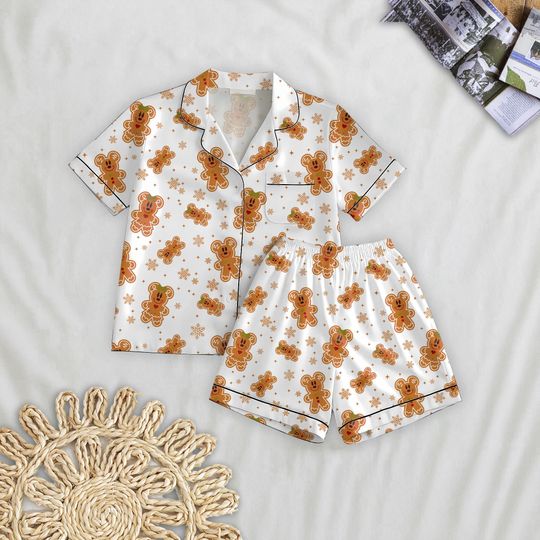 Christmas WDW Cartoon Pajamas Set, Christmas Mk Mn Gingerbread Homewear, Merry Christmas Nightwear, Cartoon Fan gifts, Christmas Gifts