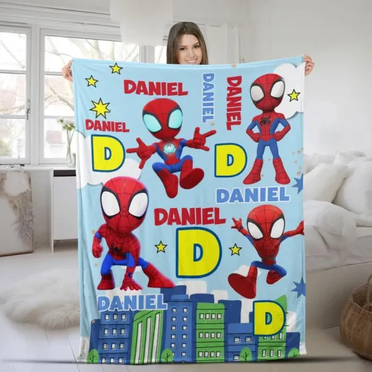 Discover Disney Spider-Man Avenger Comic Cute Art Customize Fleece Blanket