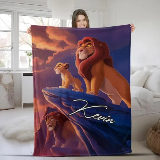 Discover Disney Lion King Simba Family On The Mountain Customize Fleece Blanket