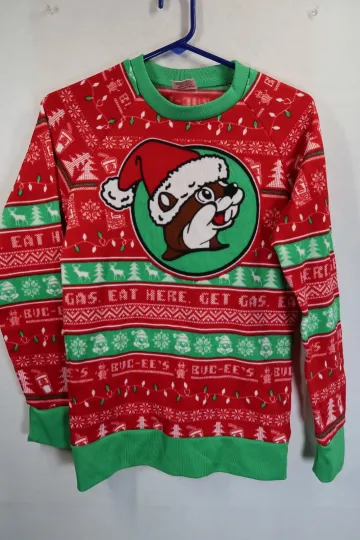 Buc-ees Christmas Ugly Sweater Santa Beaver Red Green Holiday Pullover X SmalL