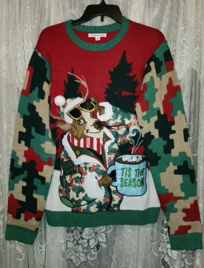 Women's Celebrate Together Long Sleeve Ugly Vintage Christmas Sweater M Y2K