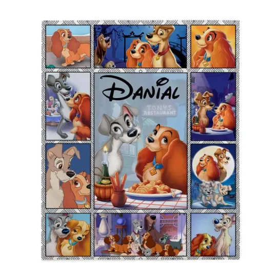 Discover Disney Lady & The Tramp Love Coupe Evening Date Customize Fleece Blanket