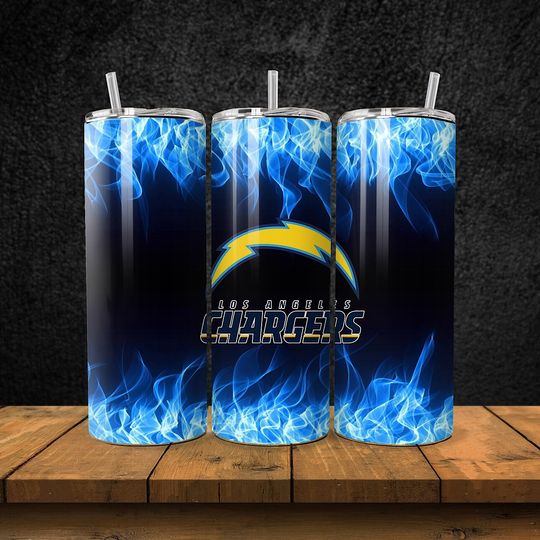 Discover Los Angeles Footabll Team Chargers Tumbler with Lid and Straw, Gift for Football Fan