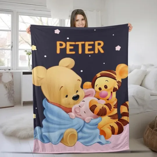 Discover Disney Winnie The Pooh & Friends Piglet Tiger Cute Art Customize Fleece Blanket